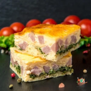 Відкритий пиріг з копченостями і шпинатом